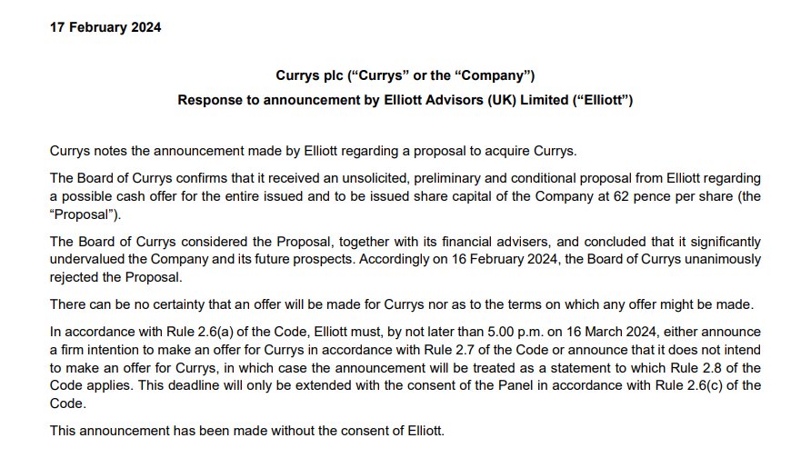 英国电器零售商Currys暴涨近40% 埃利奥特、京东坐上收购谈判桌